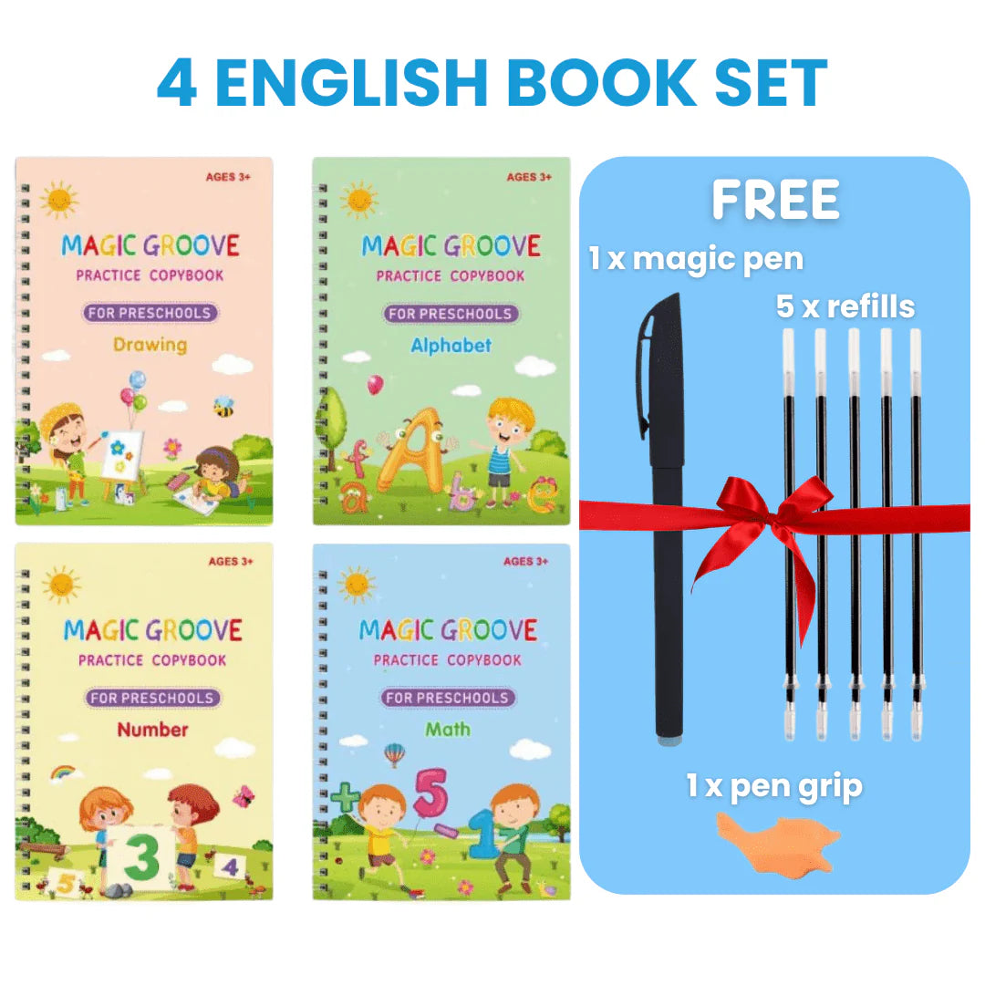 MagicGroove Tracing Book: Reusable Handwriting Practice with Disappearing Ink & Grooves