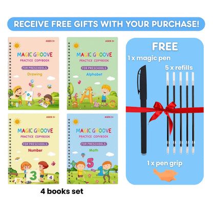 MagicGroove Tracing Book: Reusable Handwriting Practice with Disappearing Ink & Grooves