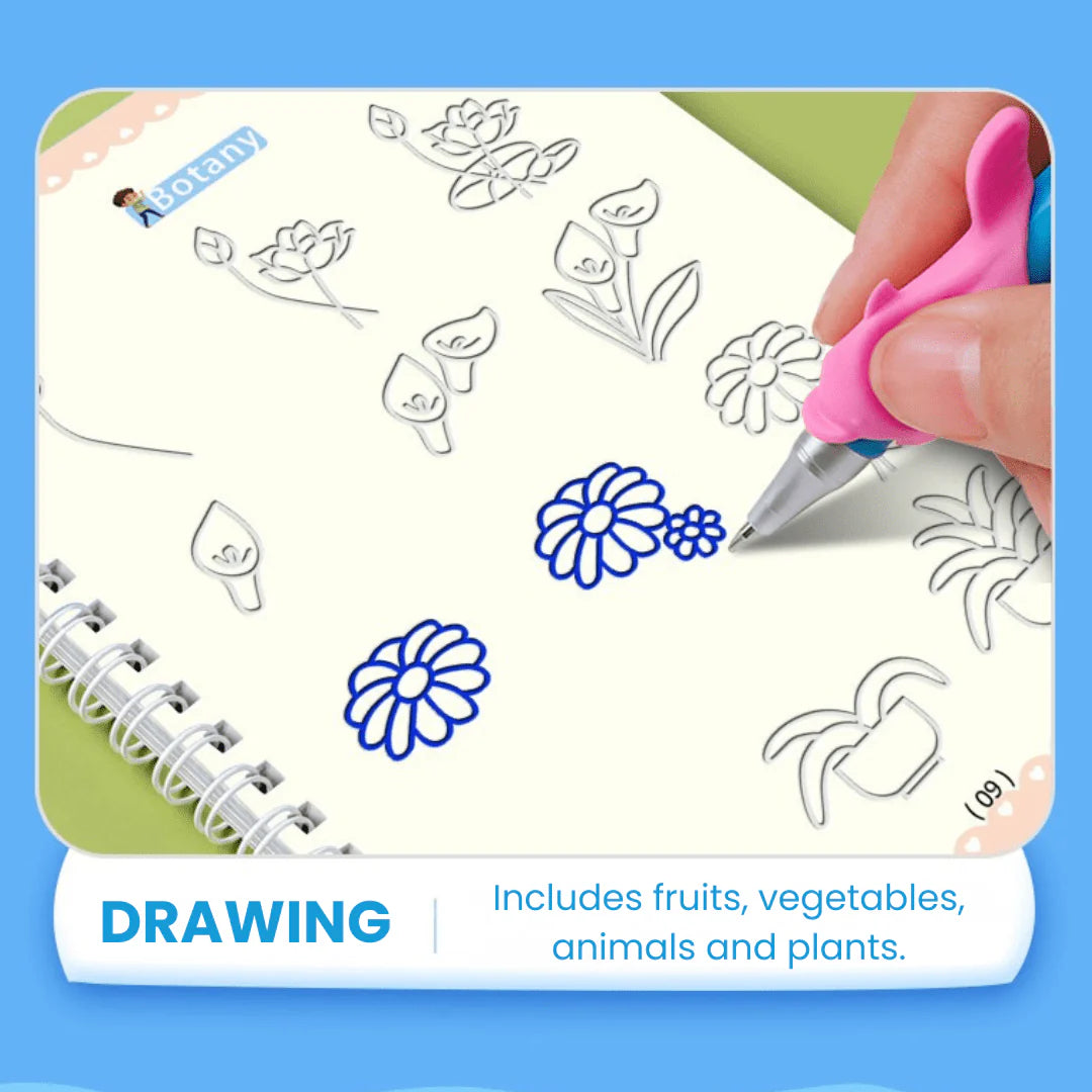 MagicGroove Tracing Book: Reusable Handwriting Practice with Disappearing Ink & Grooves
