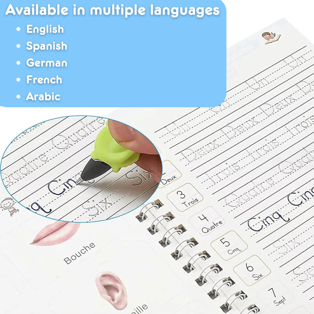 MagicGroove Tracing Book: Reusable Handwriting Practice with Disappearing Ink & Grooves