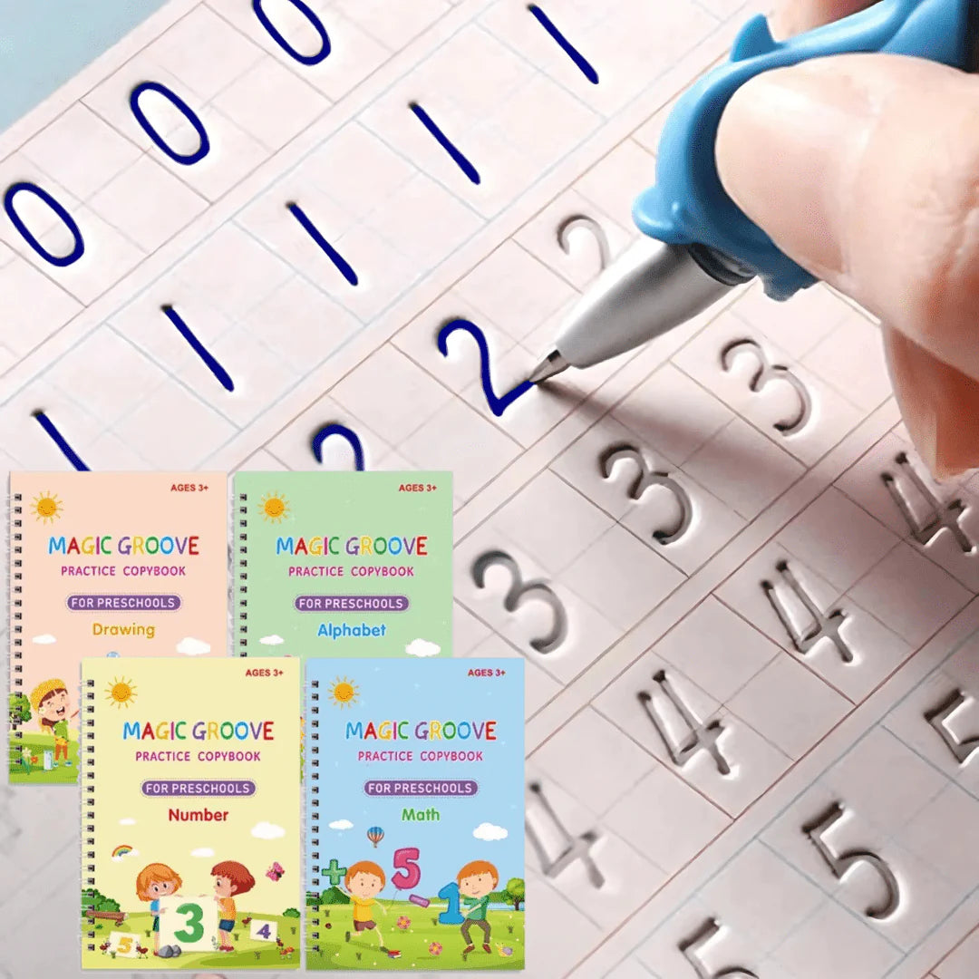 MagicGroove Tracing Book: Reusable Handwriting Practice with Disappearing Ink & Grooves